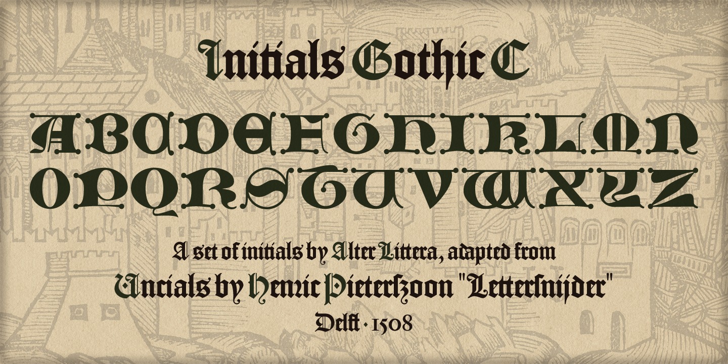 Пример шрифта Initials Gothic C Regular